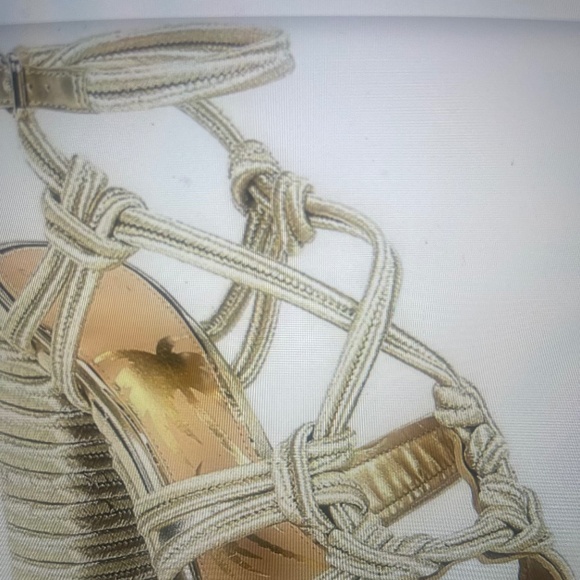Dannijo Gianni Bini Gold Luchi Metallic Braided Platform Sandals 10M - Picture 2 of 11